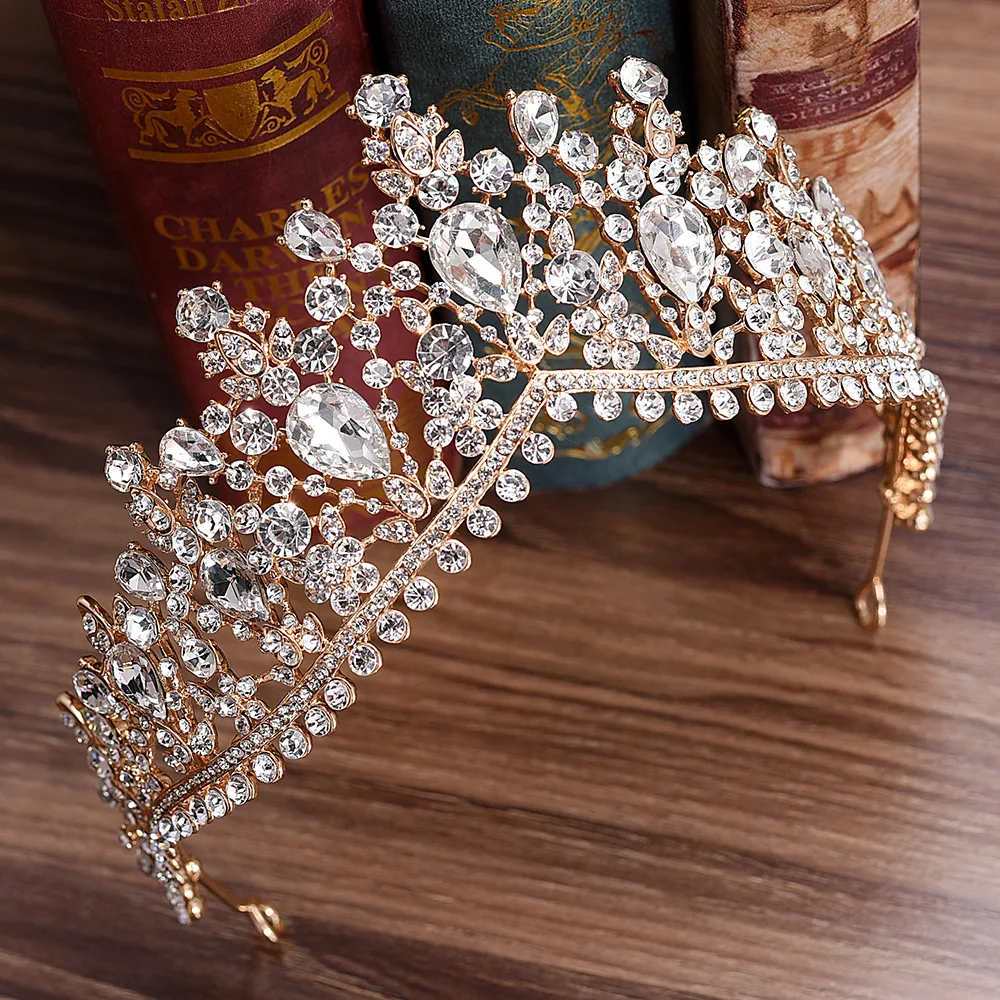 4 Color Rhinestone Crystal Wedding Crown Bride Tiaras And Crowns Queen Diadem Pageant Gold Crown Bridal Hair Jewelry Accessories image 6
