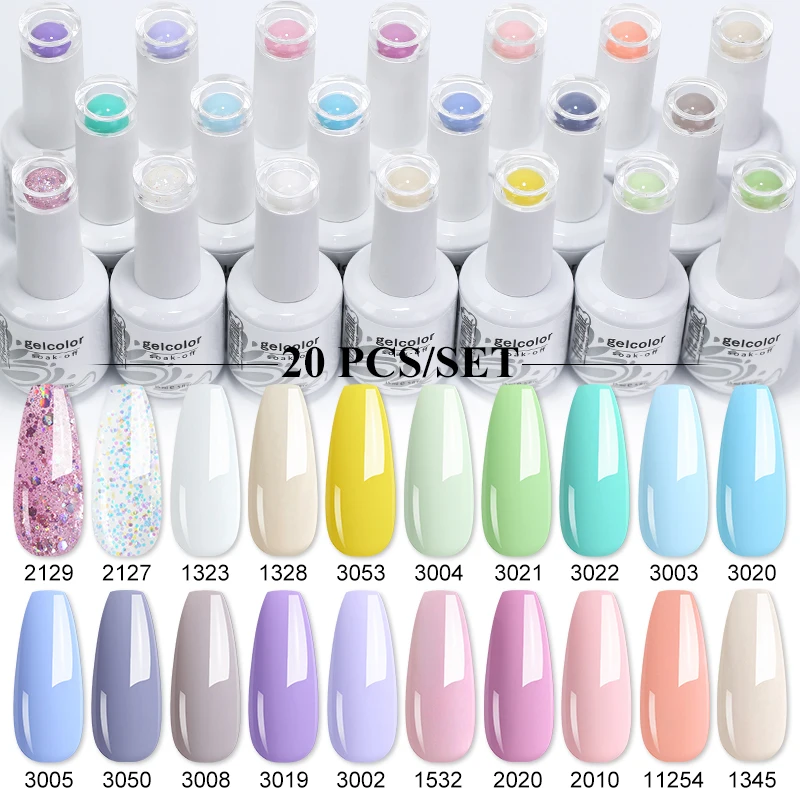 Arte Clavo 20Pcs Colour Gel Nail Polish Set For Semi Permanent Varnishes Gel 15ML DIY Manicure Oleoresin Nail Gel Art Design