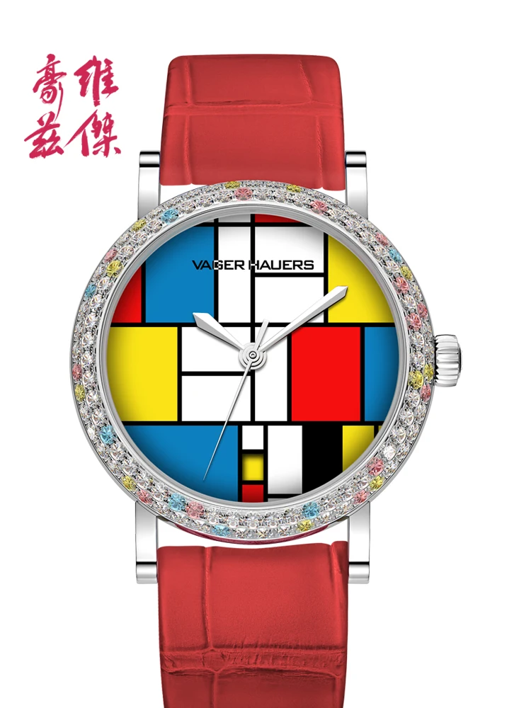 Latest limited edition women's waterproof mechanical watch in red zodiac year, simple high-end watch
