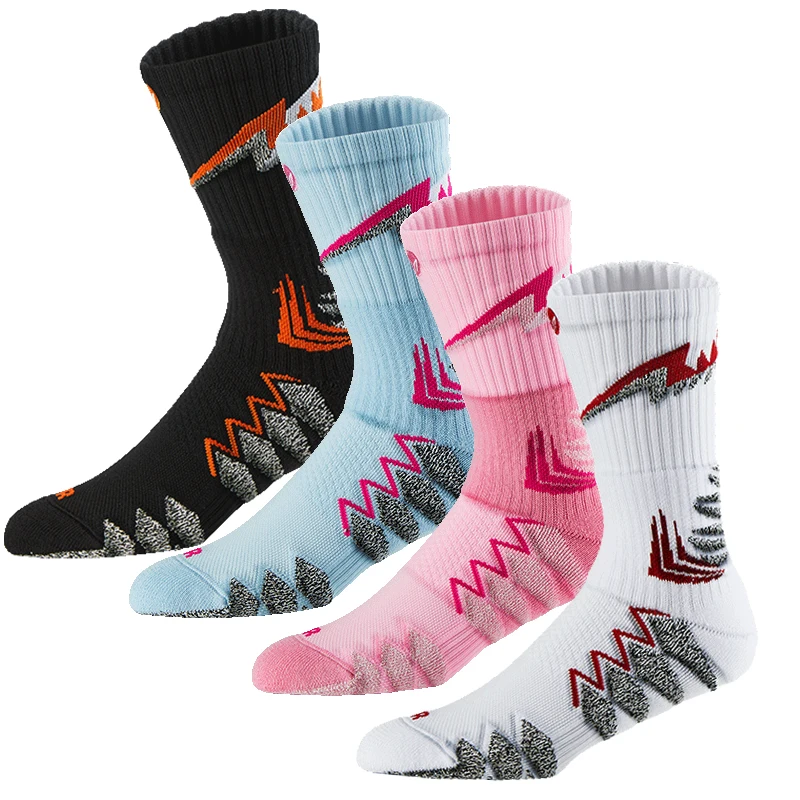 Athletic Men's Crew Socks with Thicker Padding Elastic Sport Basketball Socks For Outdoor Activities Comfy  Socks