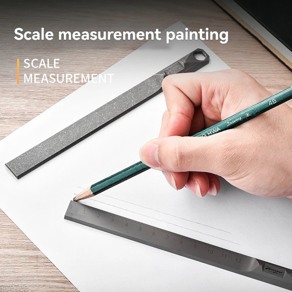 EDC Titanium Alloy Ultralight Metric Ruler Measurement Drawing Ruler Math Outdoor Portable Multi-functional Tools Crowbars