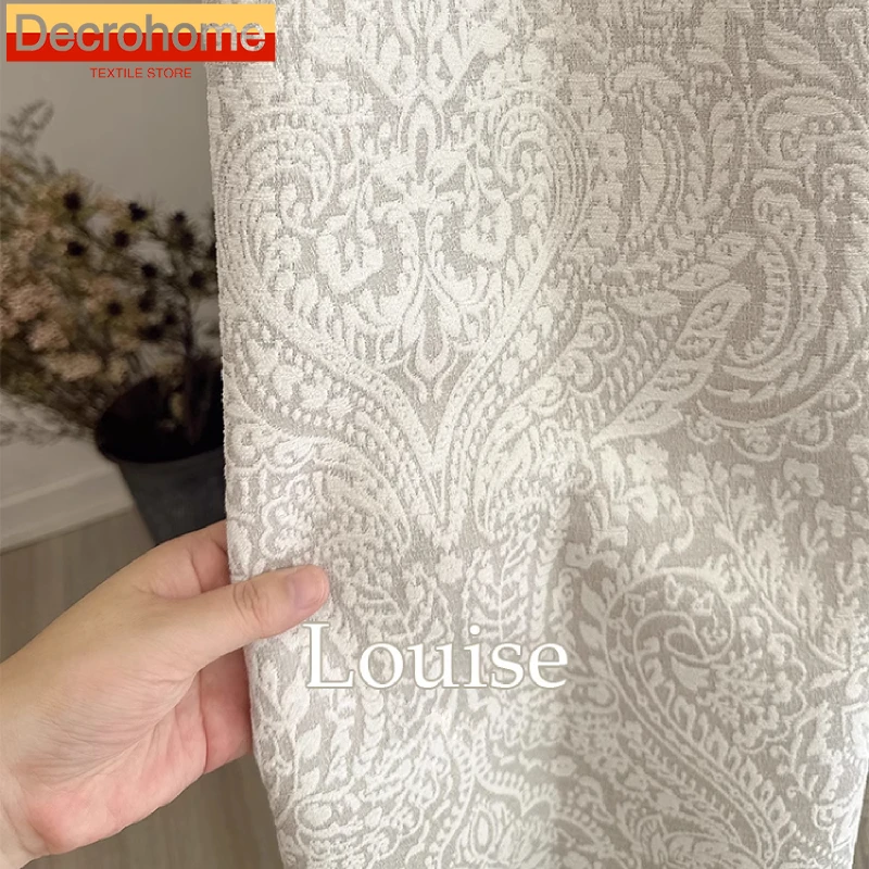 

French Retro Paisley Jacquard Chenille Embossed Thickened Curtains for Living Room Bedroom Floor-to-ceiling Windows Customized