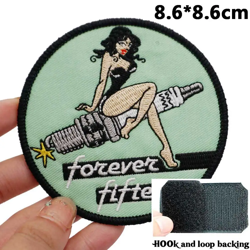 forever fifteen Badge Embroidered Applique Sewing Label punk biker Patches with hook backing