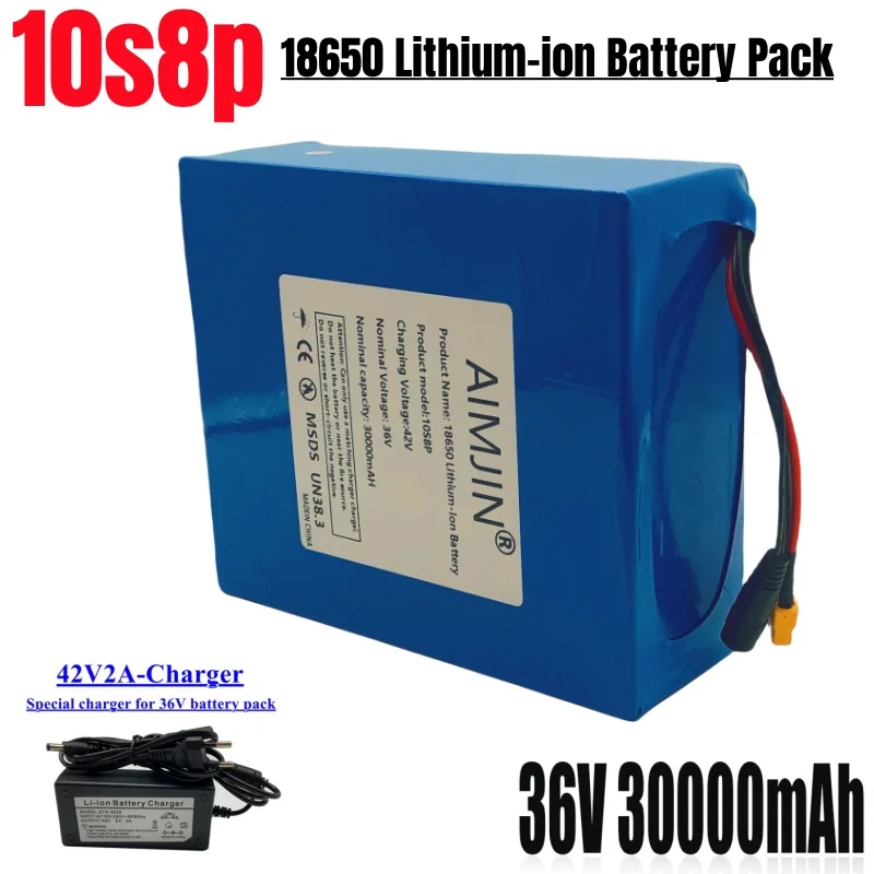 100% Original High-capacity Battery 10S8P Lithium-ion Rechargeable Battery Pack 36V 30Ah Suitable for Electric Scooter Battery