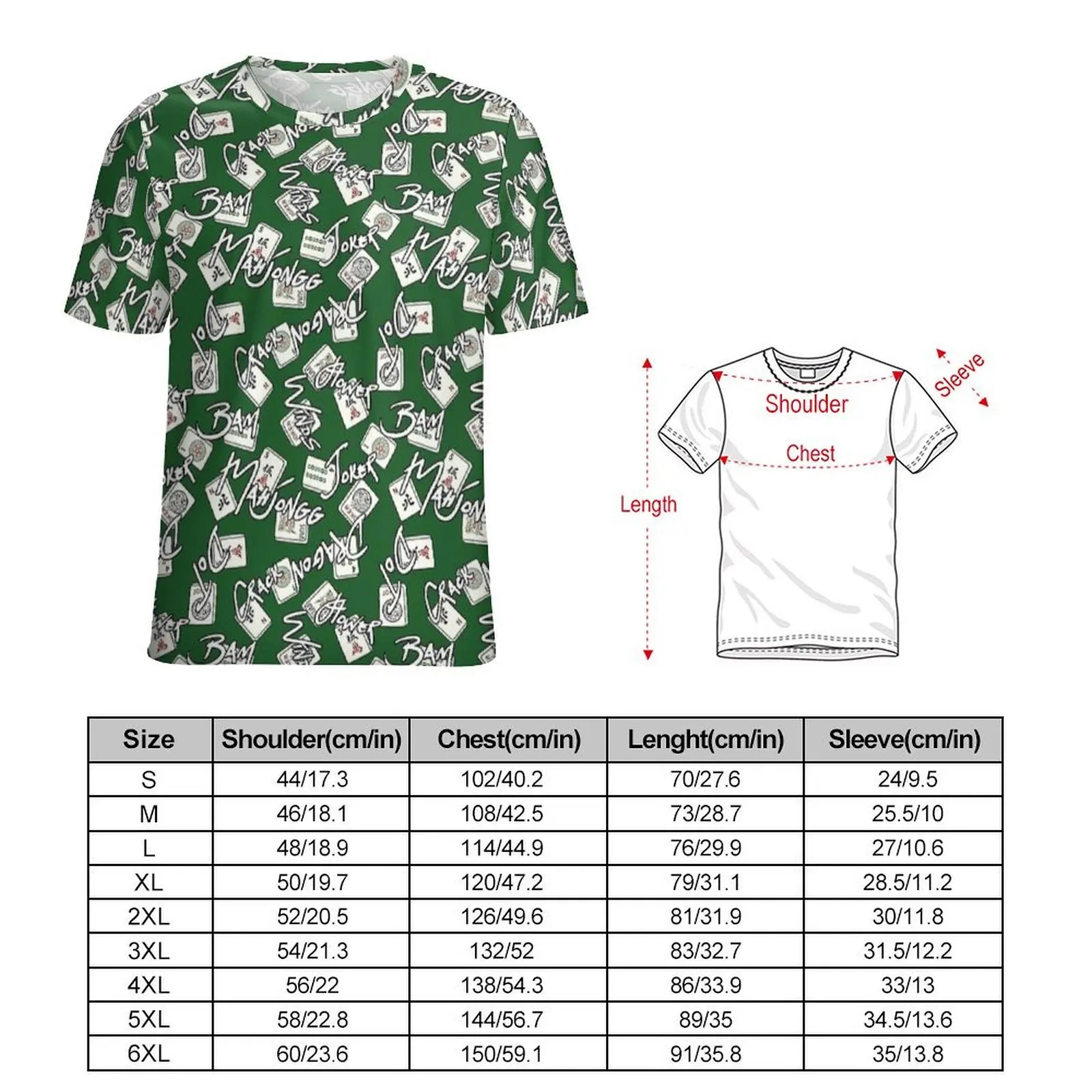 Men Mahjong Gambler Script Print T-Shirt  Harajuku T Shirts Short-Sleeve Design Tops Cheap Premium Kawaii Oversized Tees