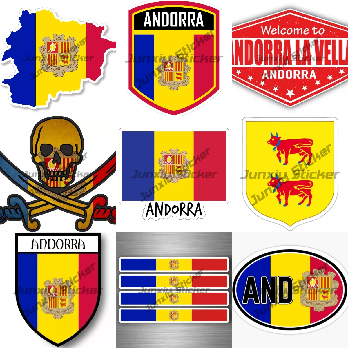

Andorra Bearne Coat of Arms Sticker La Vella City Andorra Travel Stamp Waterproof Vinyl Decal UV Protected PVC Accessories