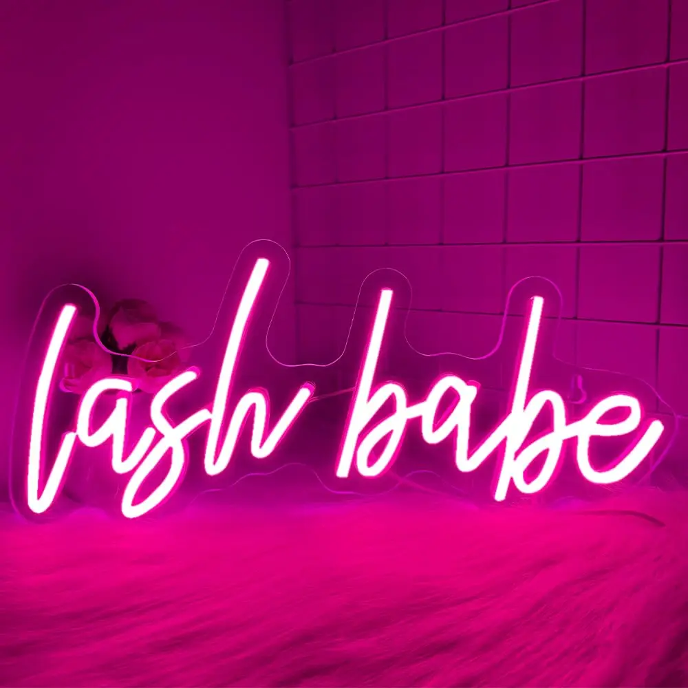 علامة Lash Babe Neon رموش جميلة لديكور غرفة الرموش، لصالون الرموش، غرفة التجميل، شريط شعر الأظافر، هدية للفتيات