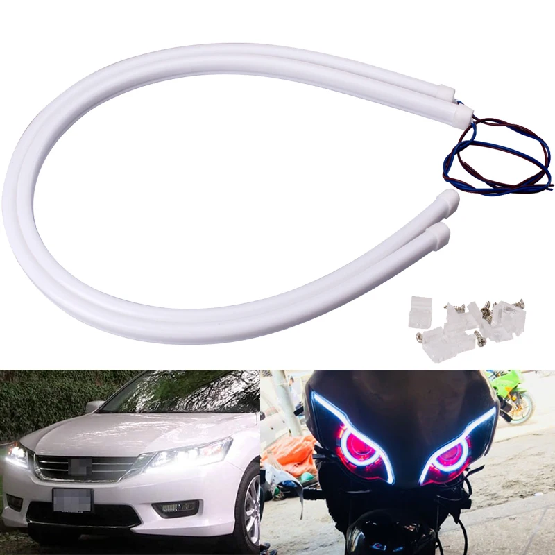 2 PCS 30CM 45CM 60CM LED Strip Lights DRL 12V  Decorative Soft Tube Flexible Waterproof DayTime Running Fog Lights White Red