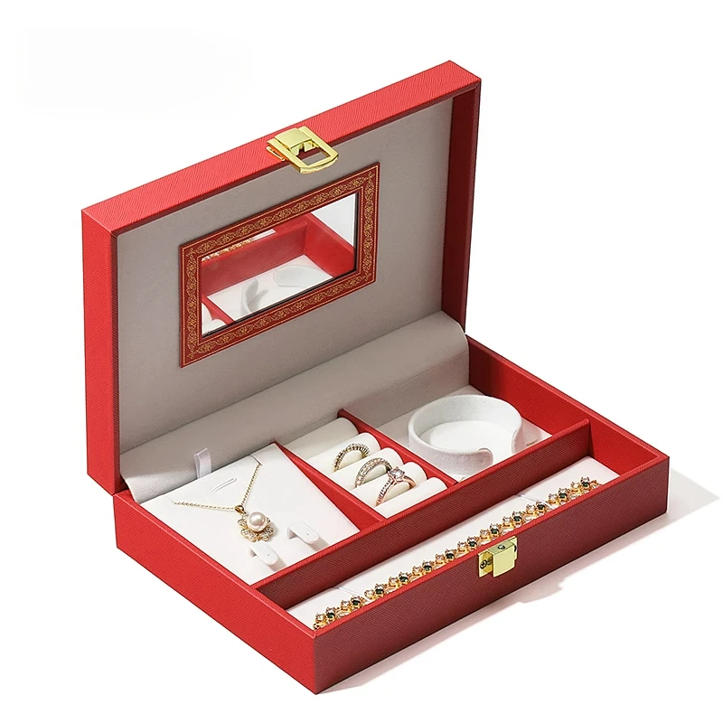 Handheld jewelry display box with buttons, wedding hardware, engagement display, dowry jewelry box