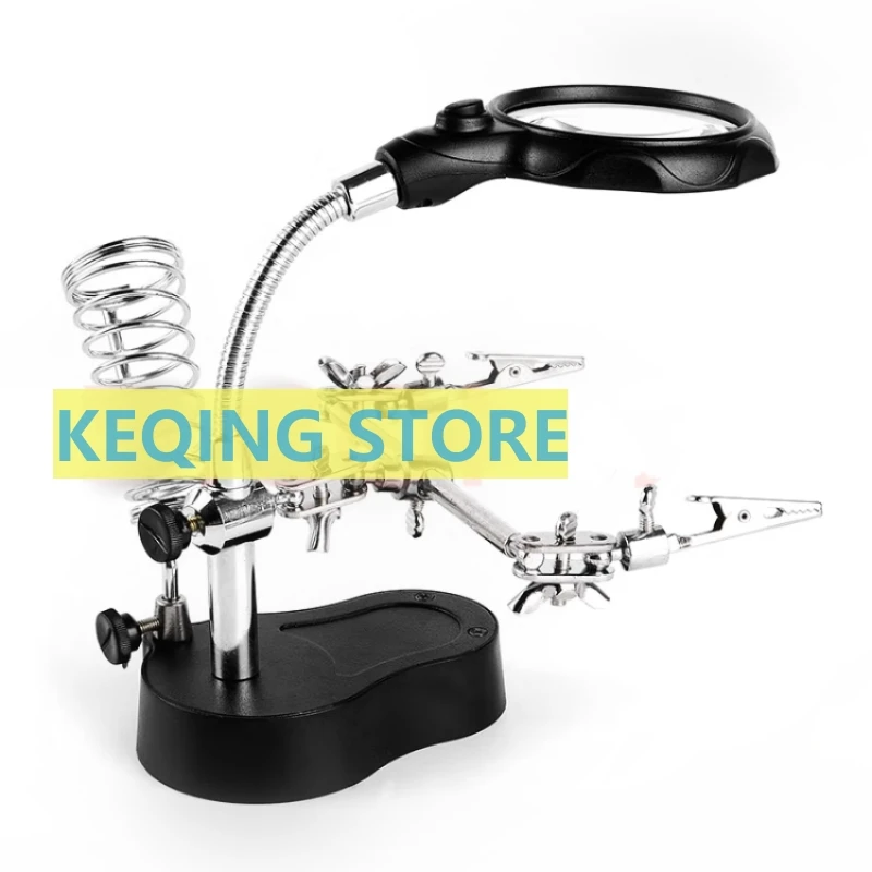 Magnifying glass with lamp stand type welding table maintenance magnifying glass high power HD with auxiliary clip circuit board