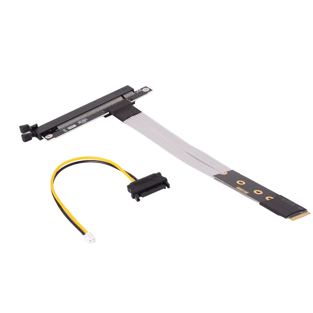 ADT-Link PCIe 4.0 X4 M.2 NGFF NVMe To PCIe x16 Graphics Card GPU Extension Cable 90-Degree Right Angle for STX Motherboards