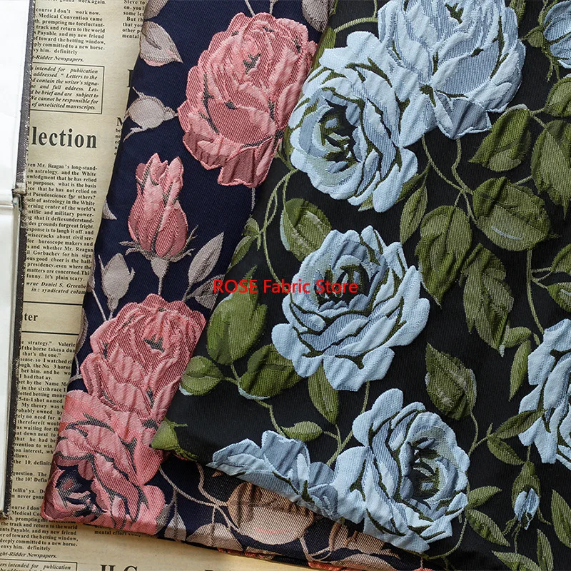 

1 meter Embossed Large Flower Yarn Dyed Jacquard Fabric Bubble Wrinkle Women's Dress Bag Diy Sewing Fabric