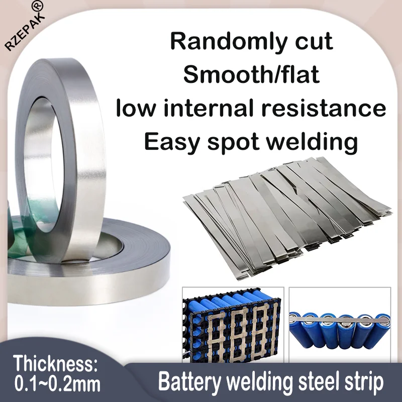

Nickel Plated Spot Welding Strip 10m/Roll 0.1-0.2mm for 18650 21700 Li-ion Battery Connector Steel Belt