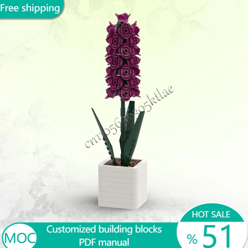 256 pçs flores jacinto moc personalizar bloco de construção modular modelo tecnologia crianças design criativo diy meninos brinquedo presente natal