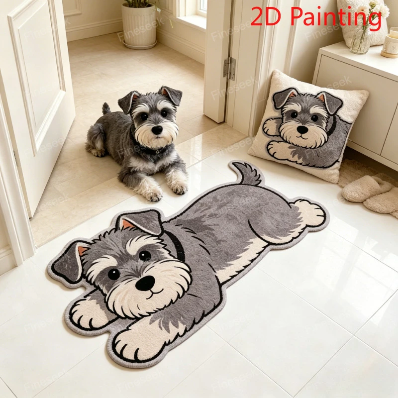 VIKAMA Adorable Cartoon Dog Carpet, Soft And Slip-Resistant Bathroom Entrance Mat, Bedroom Bedside Rug, Home Decoration