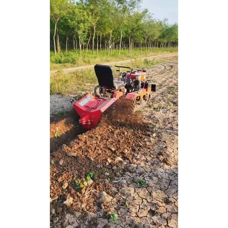 รถไถเดินตามขนาดเล็ก สี่ล้อ พร้อมผานไถพรวนดิน ขุดร่อง และพรวนดินละเอียด