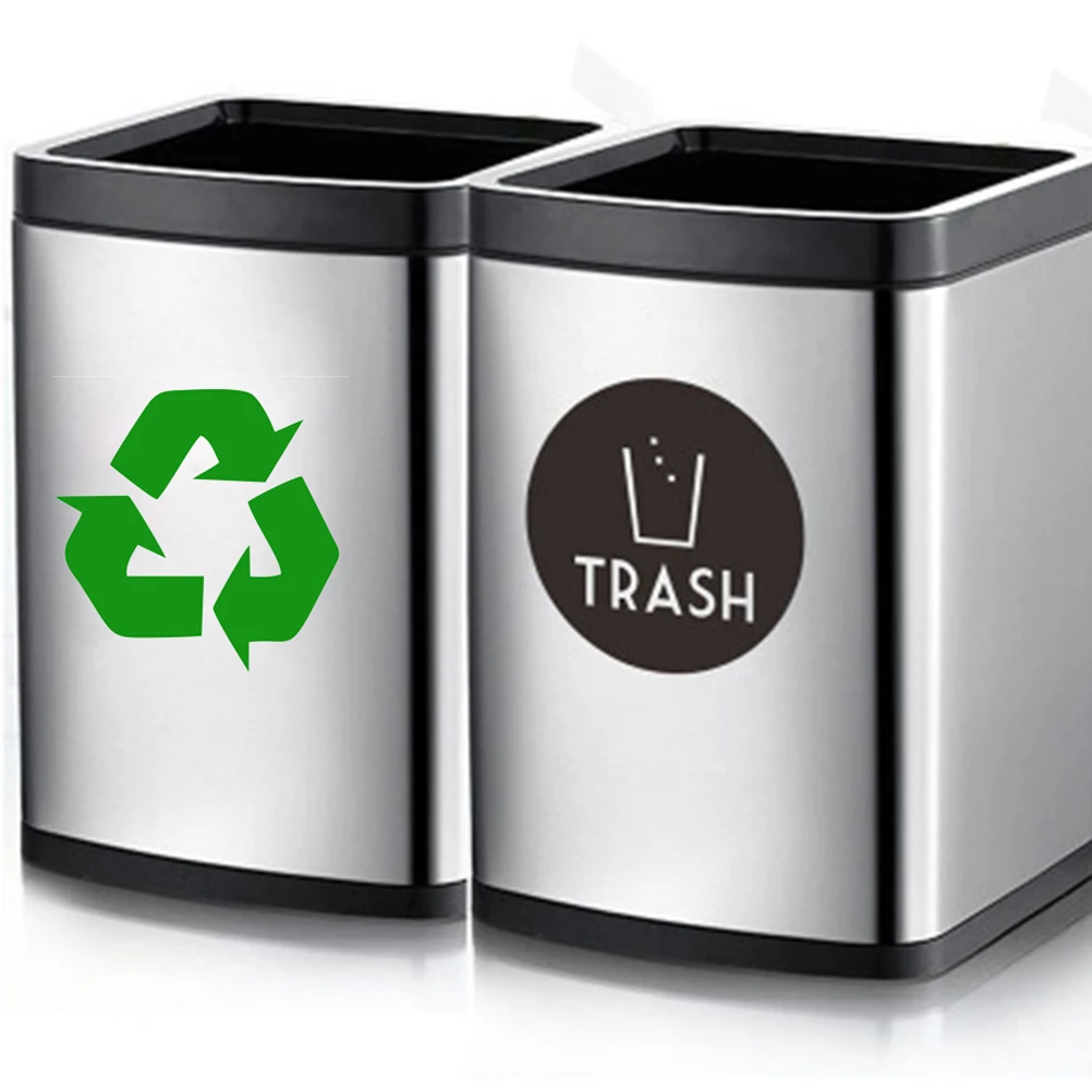 

6 Pcs Green Recyclable Sign Stickers Self Adhesive Trash Bin Labels for Recycling Containers Outdoor Indoor Use Eco Friendly