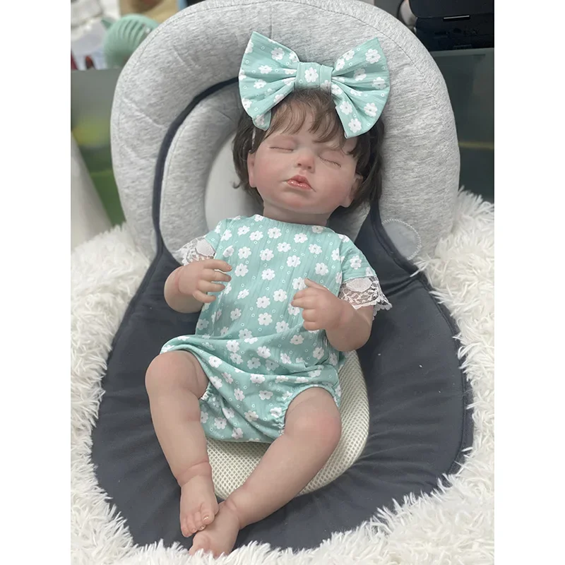 

48CM Silicone Reborn Dolls LOULOU Handmade Newborn Baby Girl with Rooted Hair 3D Skin Visible Veins Real looking baby dolls toys