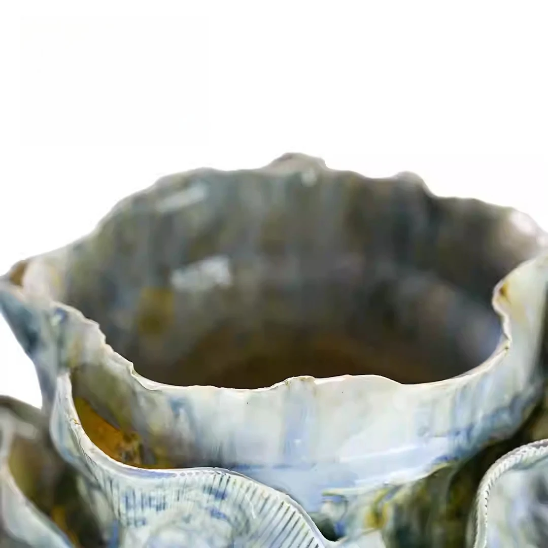 Handmade ceramic floral ornaments, light luxury living room decorations, creative home art vases