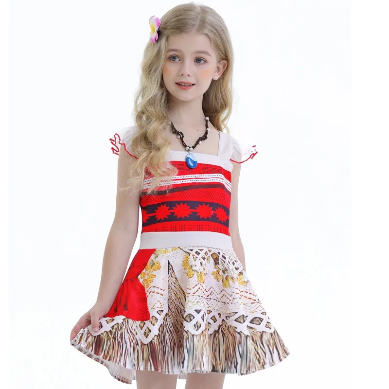 Moana Advanture Cosplay Costume Girls Vaiana Moana Princess Dress Up Kids Carnival Cosplay Beach Outfit Vaiana Hawaii Party