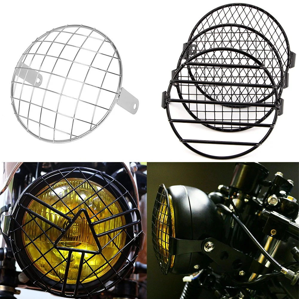 7 Inch Motorcycle Universal Vintage Headlight Protector Retro Grill Light Lamp Cover For Harley Ducati Chopper Yamaha Cafe Racer