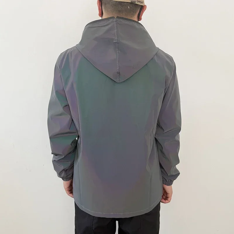 Men's Night Reflective Windproof Hooded Jacket Hip-hop Streetwear Couple Trend Coat for Outdoor Cycling Jogging Safety Clothing 14 S9e785f5728ca4b4c8959a1bb5336bf74Q