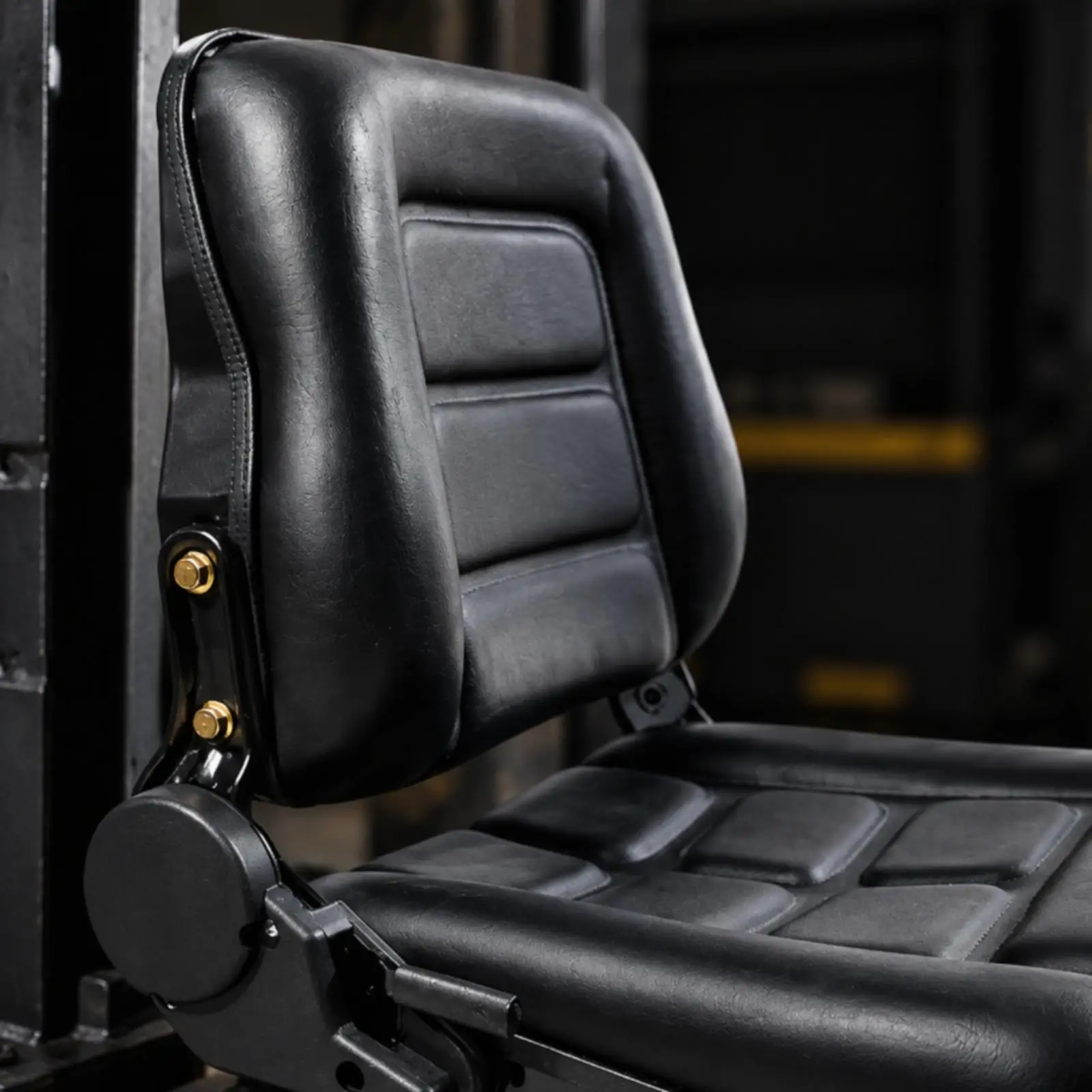 Heavy Duty Leather Operator Seat with Contoured Cushion for Ship Deck and Industrial Equipment Use