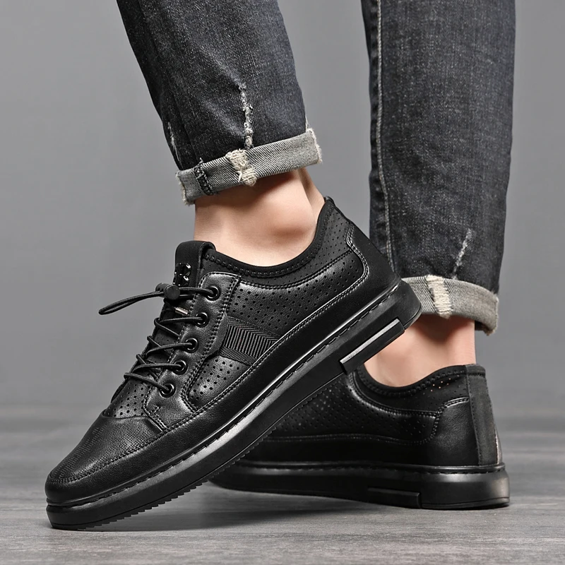 

Модные мужские туфли. Высококачественная и удобная повседневная спортивная обувь для молодых людей. Лидер продаж. Универсальный стиль, черный. Новинка.