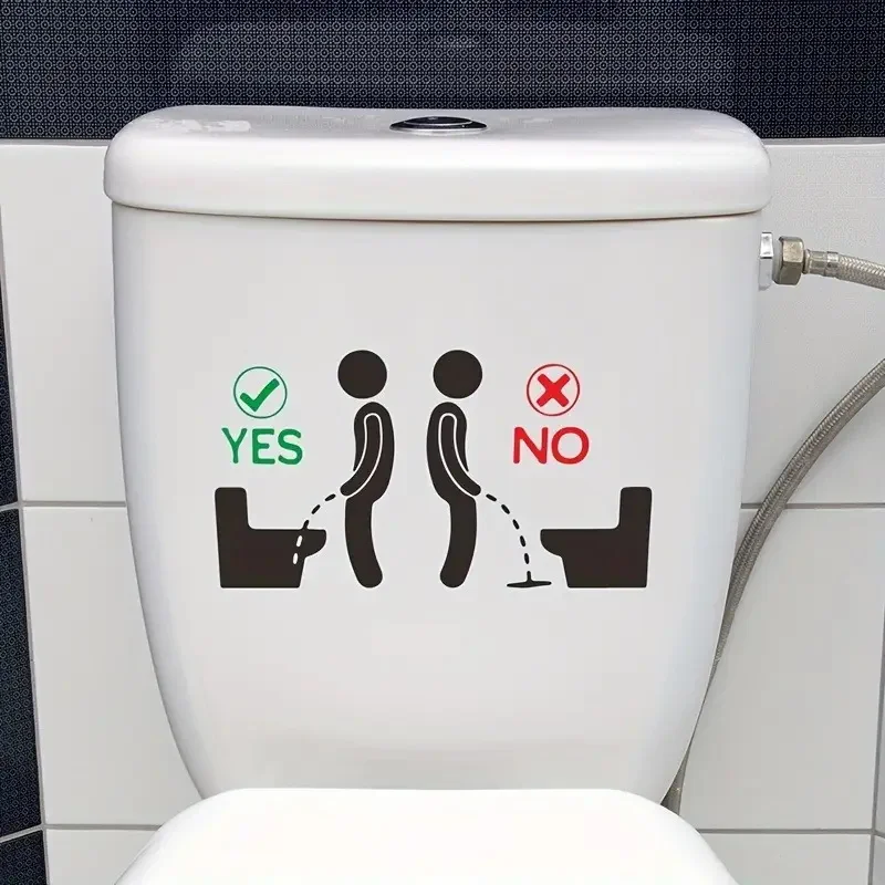 

Interesting Bathroom Reminder Sign Self-Adhesive Toilet Stickers,Wall Decal Removable, Reusable PVC Sticker for Toilet Lid