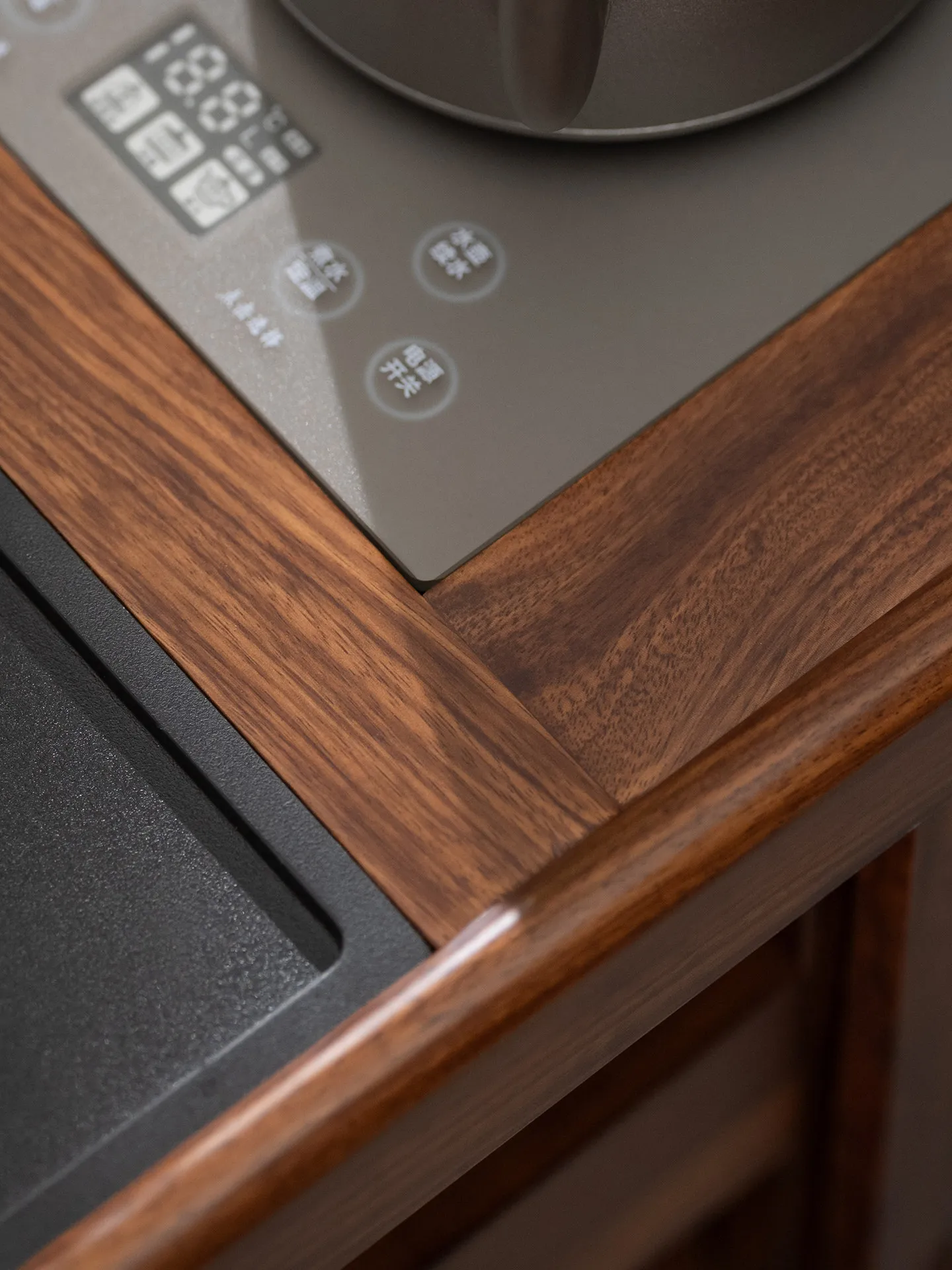 Ebony tea cabinet kettle integrated side table mobile tea side cabinet small household   multi-functional tea table