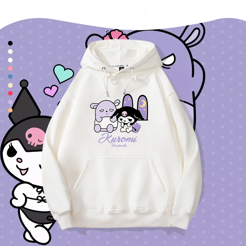 Sanrio Kuromi Printed Hoodie for Women New Collection hooded long sleeved simple and fashionable kawaii pullover women's hoodie