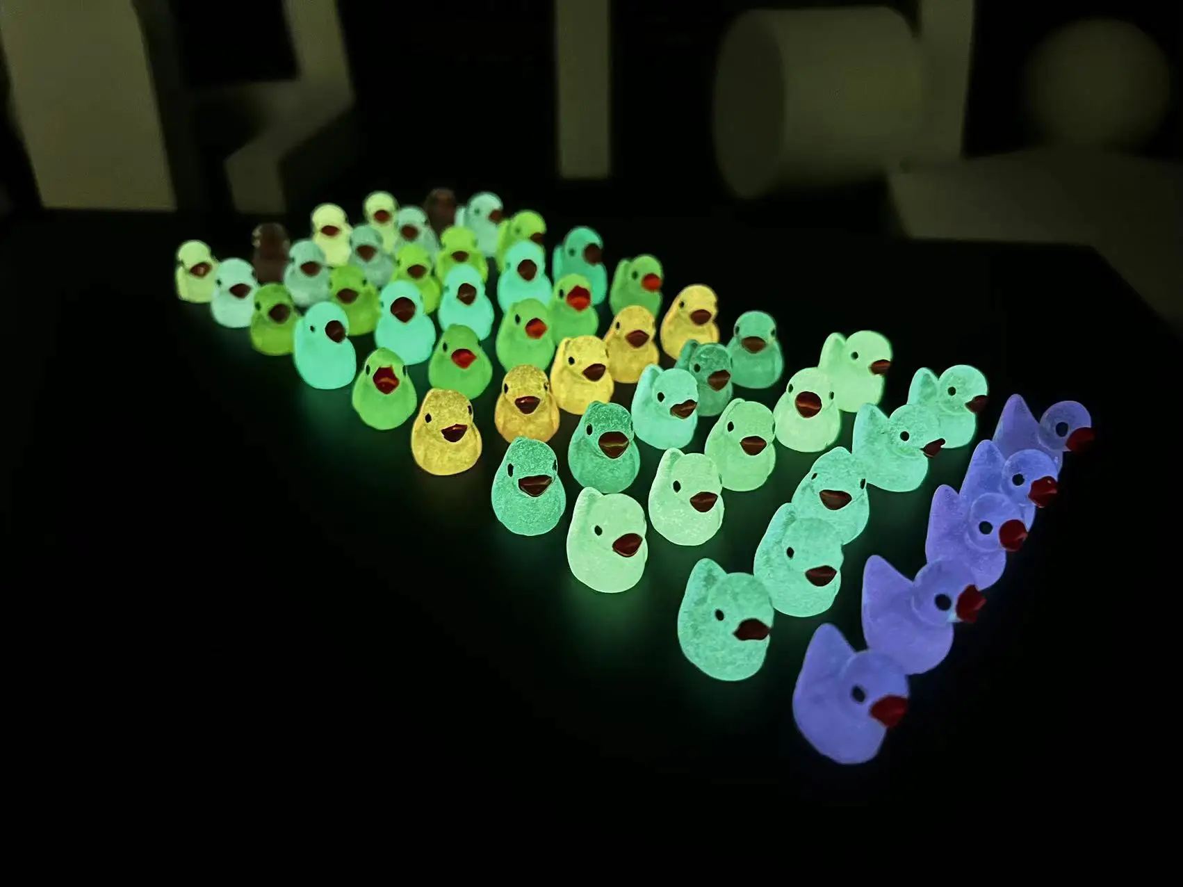 50PCS Colourful Mini Ducks Glow At Night Miniatures Fairy Garden Decoration Fluorescent 10 Colour Duck Home Decor Accessories