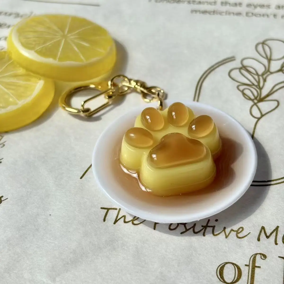 Cold Drink Pudding Snack Keychain Pudding Small Pendant Accessories Cherry Pudding Cute Caramel Key Chain Ornamental props
