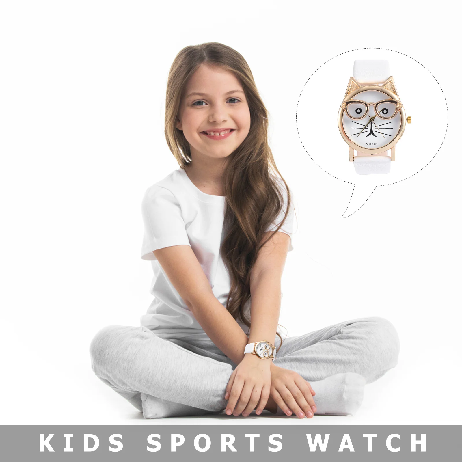 

1Pcs Fashionable Cat Pattern Watch Kids Quartz PU Strap Comfortable Lightweight Sports Wristwatch Boys Girls Cat Pattern Watch