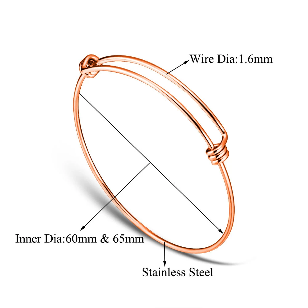 Grace Moments 3 Color Cable Wire Bangle Women Adjustable Cuff Bracelet 50mm 55mm 60mm 65mm Never Fade Jewelry Accessories