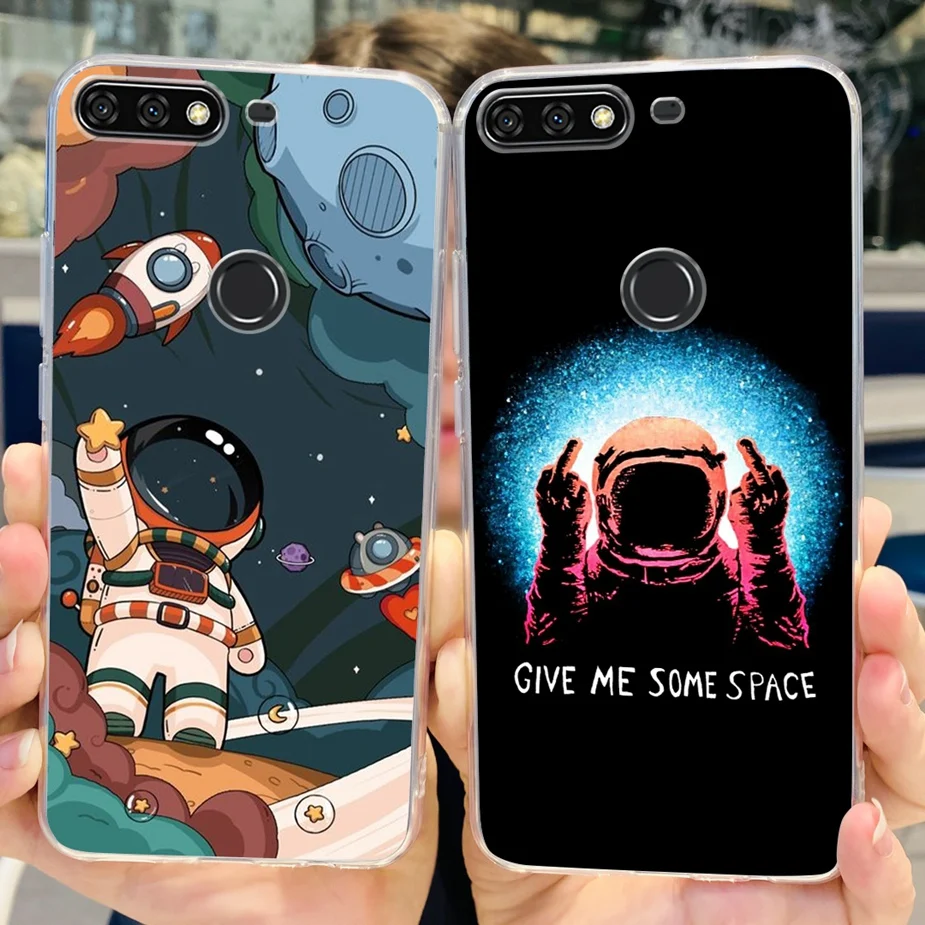 For Huawei Y7 Prime 2018 Case Luxury Painted Back Cover Clear Silicone Soft Fundas Phone Cases For Huawei Y7 Pro 2018 Back Cover