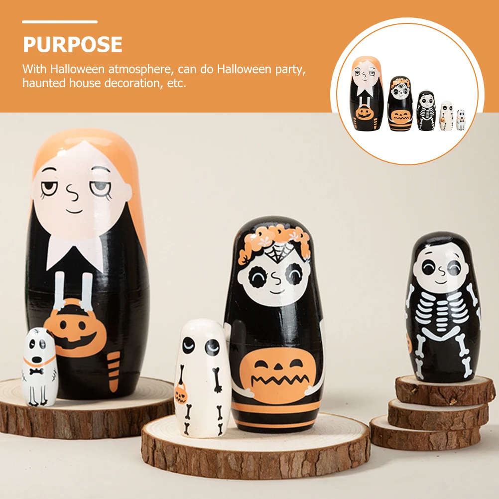 

Matryoshka Beautiful Nesting Toys Cartoon Chic Wood Houses Decor Lovely Appearance