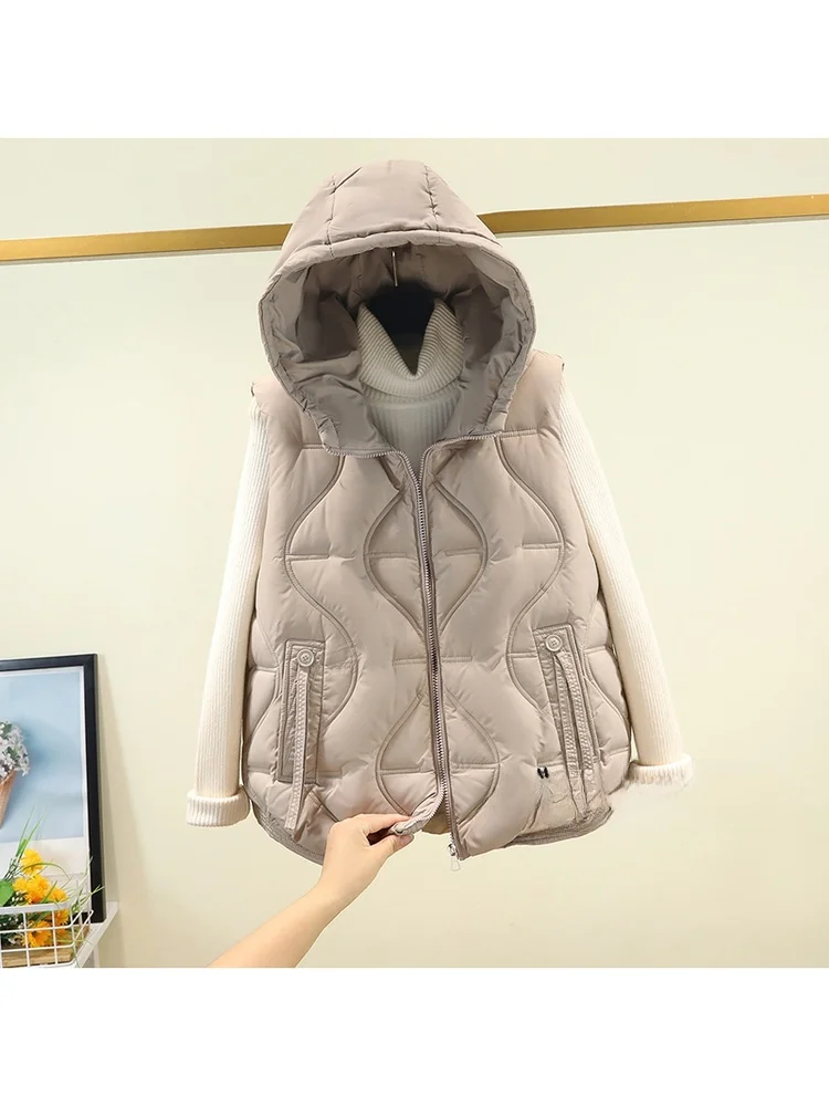 Winter warm katoenen vest dames of casual losse plus size schouderpad jas top gevoerd polyester woon-werkverkeer