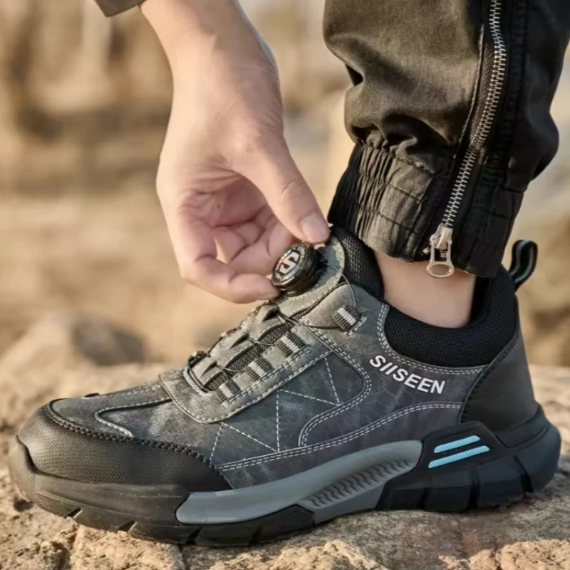 أحذية أمان رجالية زر دوار أحذية رياضية رجالي مكافحة سحق ثقب برهان أحذية عمل غير قابلة للتدمير عدم الانزلاق حذاء رجالي 2025 جديد #4