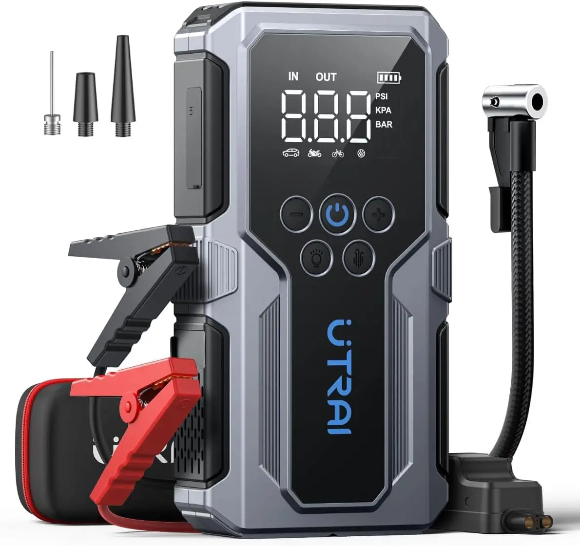 

4000A Portable Jump Starter with Air Compressor, 150PSI Tire Inflator, Fast Charge for Gas & Diesel Engines