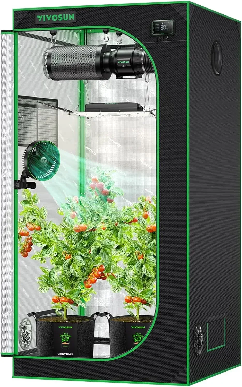 

S336 3x3 Grow Tent, 36"x36"x72" High Reflective Mylar with Observation Window and Floor Tray for Hydroponics Indoor Plant for VS