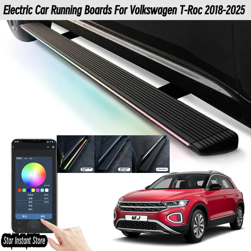 

Auto Retractable Running Boards for Volkswagen T-Roc 2018-2025, Electric Side Steps with LED Lights, Aluminum Alloy SUV Steps