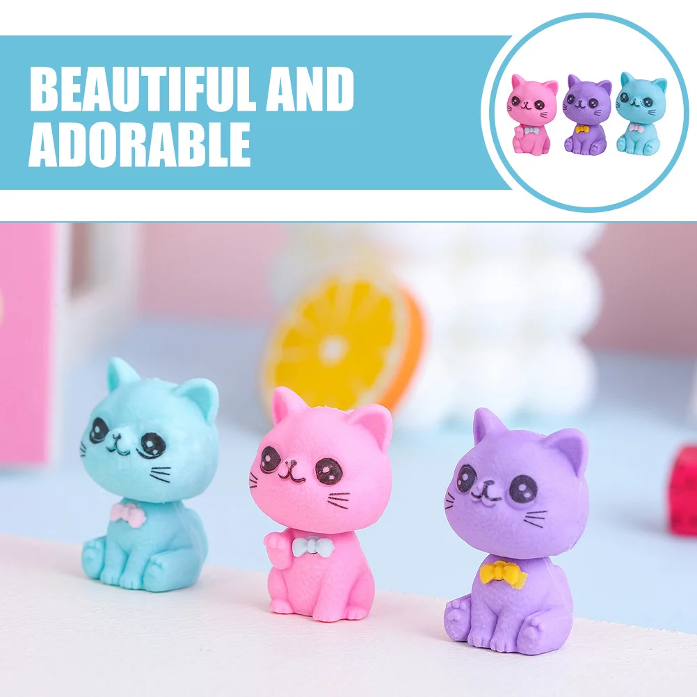

48Pcs Cartoon Cat Mini Erasers Durable Practical Small Cute Erasers for Drawing School Office Supplies Eraser Animals