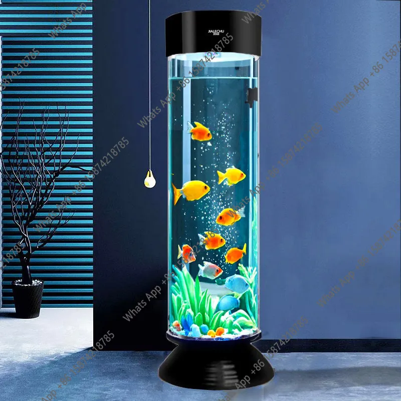 

High end Fish tank living room new small cylindrical floor vertical acrylic water-free round Fashionable Fish tank