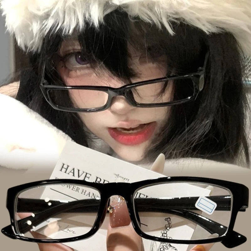 Lunettes de vue carrées noires de petite taille pour femmes et hommes, style Y2K japonais Harajuku, anti-lumière bleue, lunettes de cosplay, accessoires de lunettes
