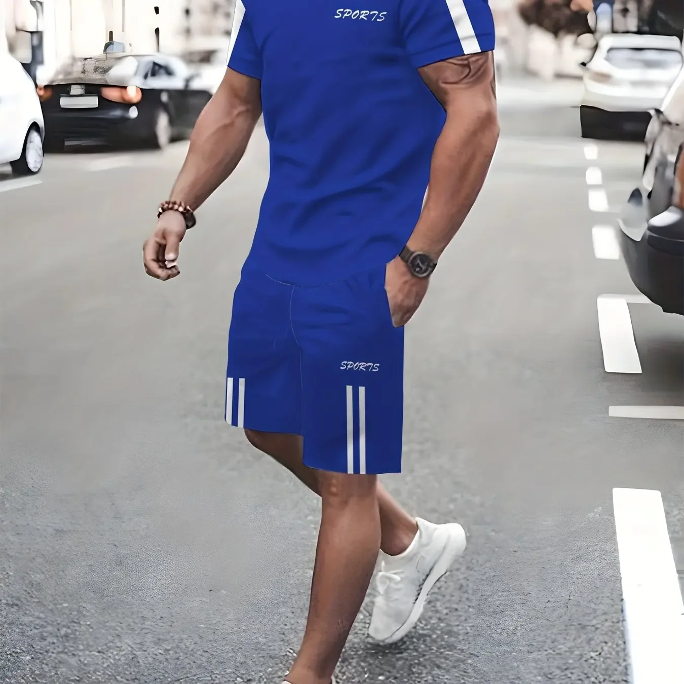Summer Men's Sports Set Quick Dry Short Sleeve T-shirt + Shorts Tracksuit Gym Fitness Running Workout Casual Sportswear for Male