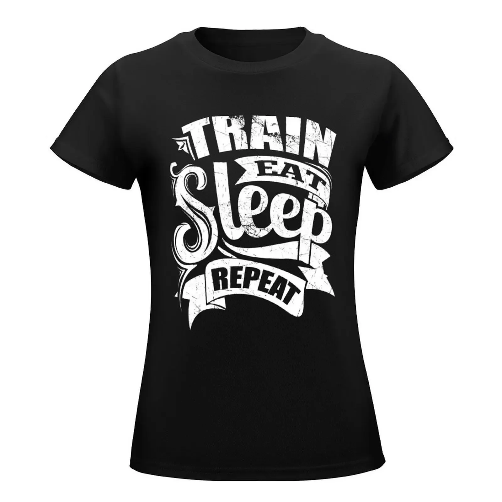 Train Eat Sleep Repeat Gym T-Shirt shirts graphic tees tops spring clothes Women 2024