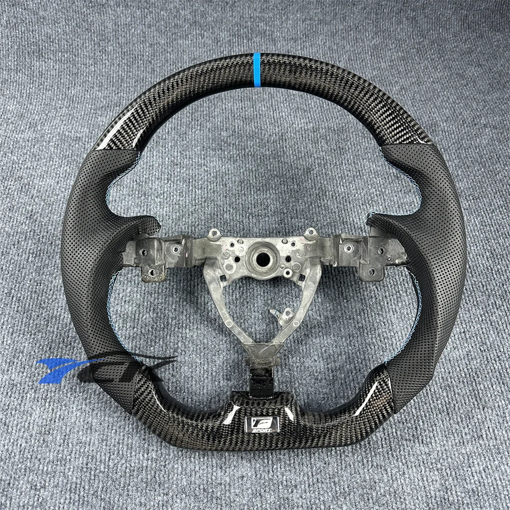 

Custom Steering Wheel for Lexus ES 2008 Black Leather Carbon Fiber Blue Stripe Stitch Car Accessory