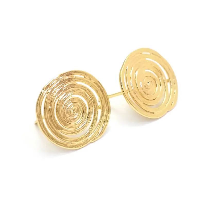 6PCS 18K Gold Color Brass Roll Pattern Stud Earrings Pins High Quality Diy Jewelry Making Earrings Accessories for Women