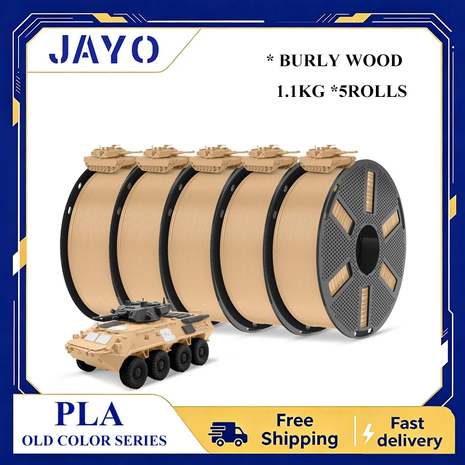 JAYO PLA Filament 5 Rollen 3D-Drucker Filament PLA 1,75mm Passend für die meisten FDM 3D-Drucker Wiederverwendbare Spule mit 3D-Filament-Nachfüllungen 1,1KG/Rolle